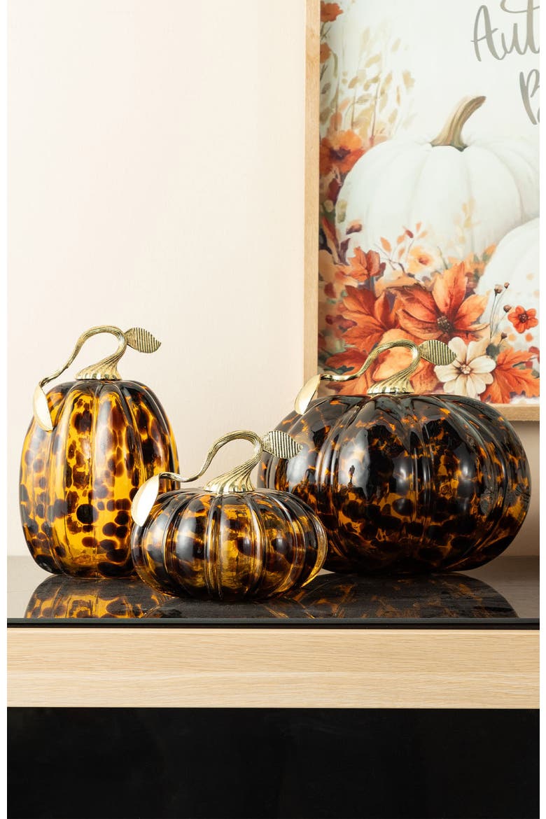 Fall Multi-Style Short Glass Pumpkins, Alternate, color, Black