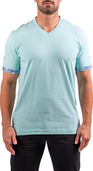 Maceoo Vivaldi Pastel Green V-Neck Cotton T-Shirt