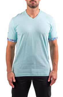 Maceoo Vivaldi Pastel Green V-Neck Cotton T-Shirt