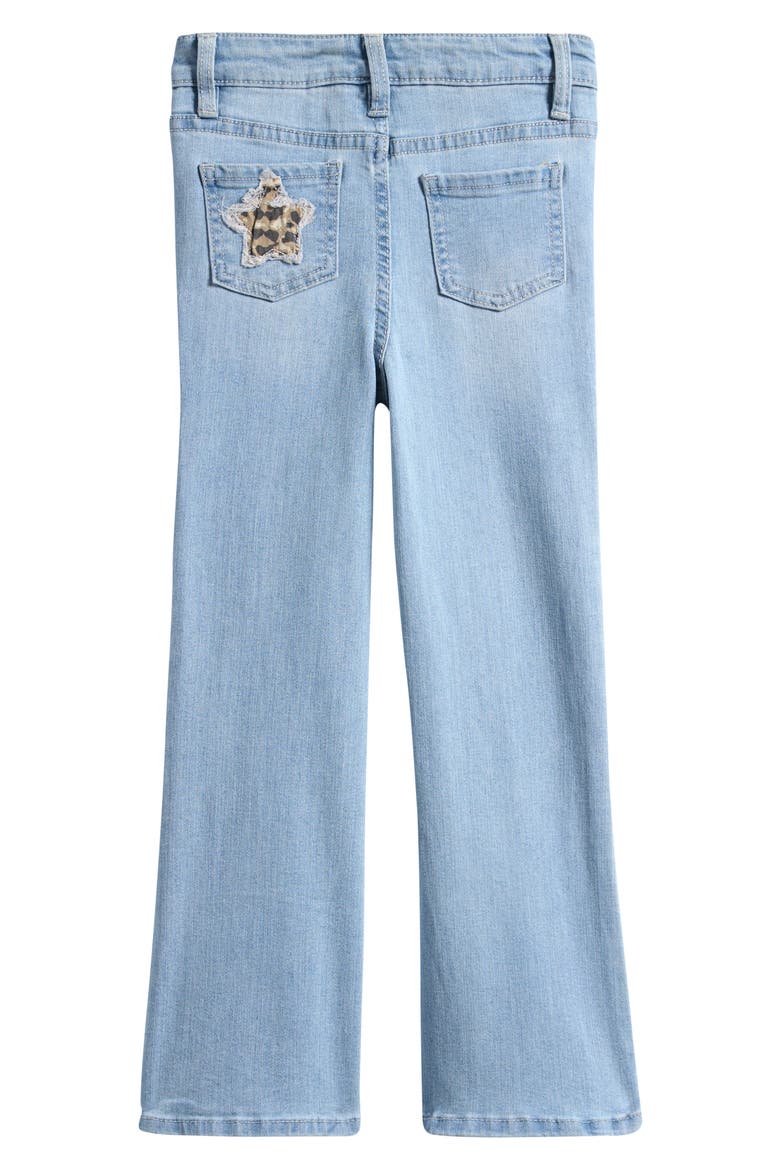 Kids' Animal Print Star Inset Flare Jeans, Alternate, color, LIGHT BLUE