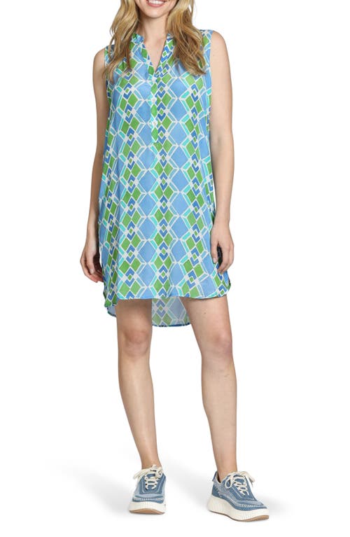 Apny Sleeveless Shift Dress In Blue/green Multi