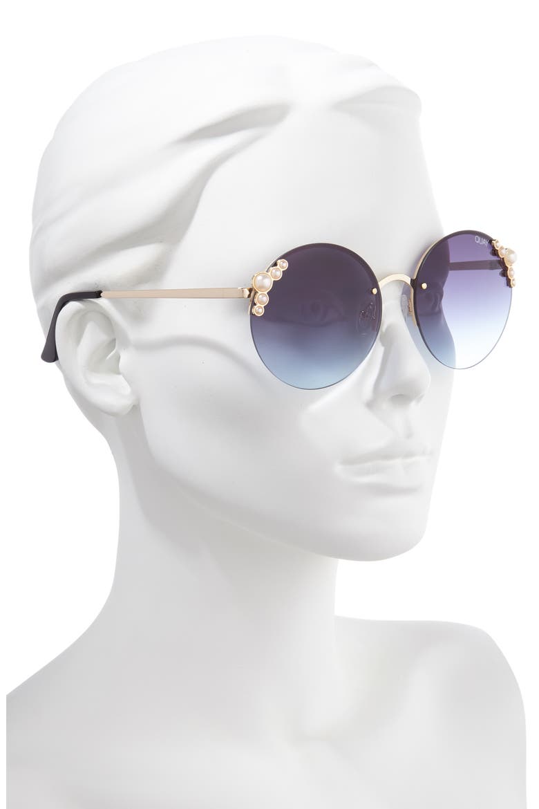 Australia I'm Rich 57mm Rimless Gradient Round Sunglasses, Alternate, color, SMOKE BLUE/ GOLD