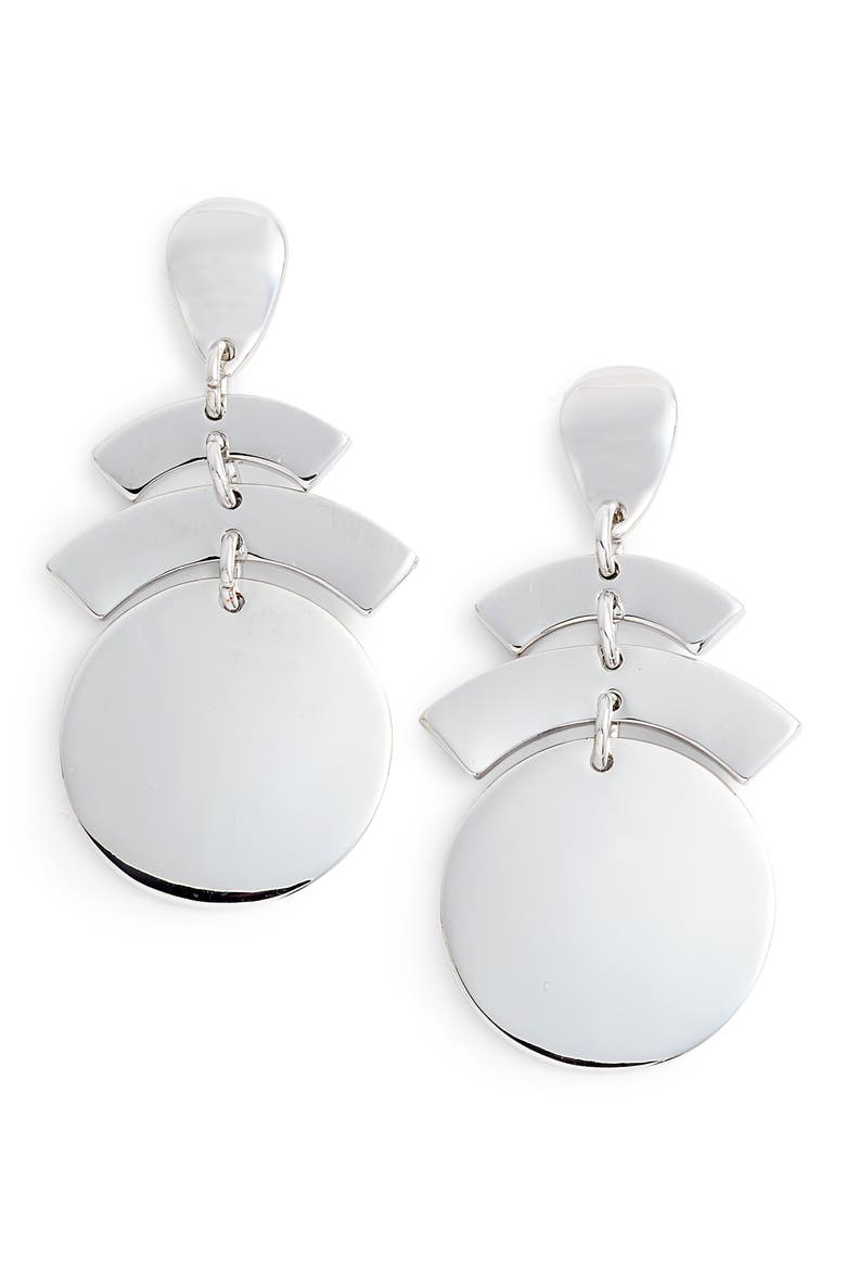 Geo Chandelier Earrings, Main, color, RHODIUM
