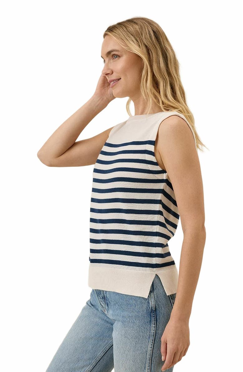 Pact Organic Cotton Classic Fine Knit Shell, Alternate, color, Navy Laguna Stripe