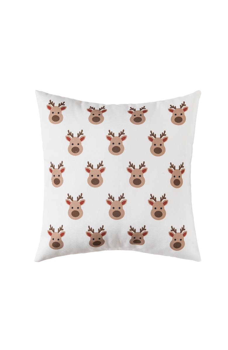 C&F Home Reindeer Season Christmas Indoor/Outdoor Accent Pillow, 18" x 18", Main, color, Brown