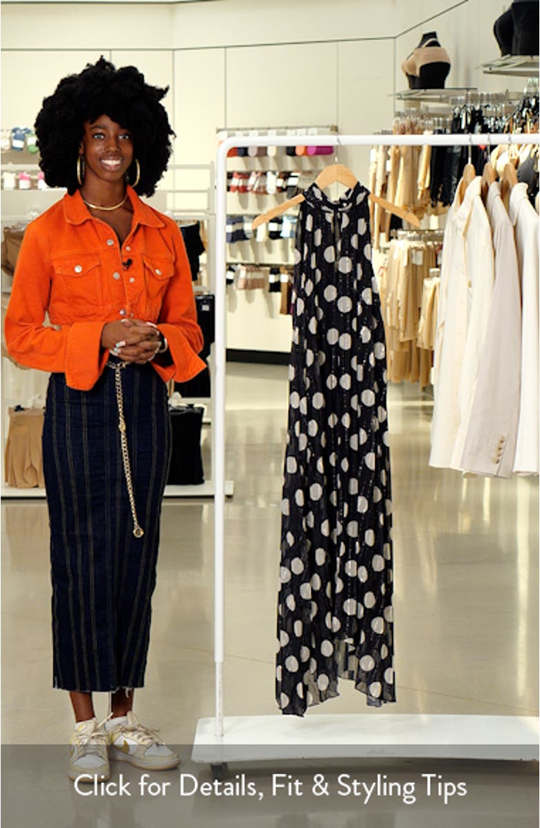 Metallic Pleated Chiffon Midi Dress, sales video thumbnail