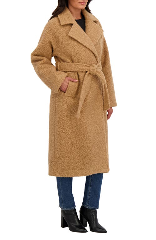 Sebby Bouclé Longline Coat In Brown