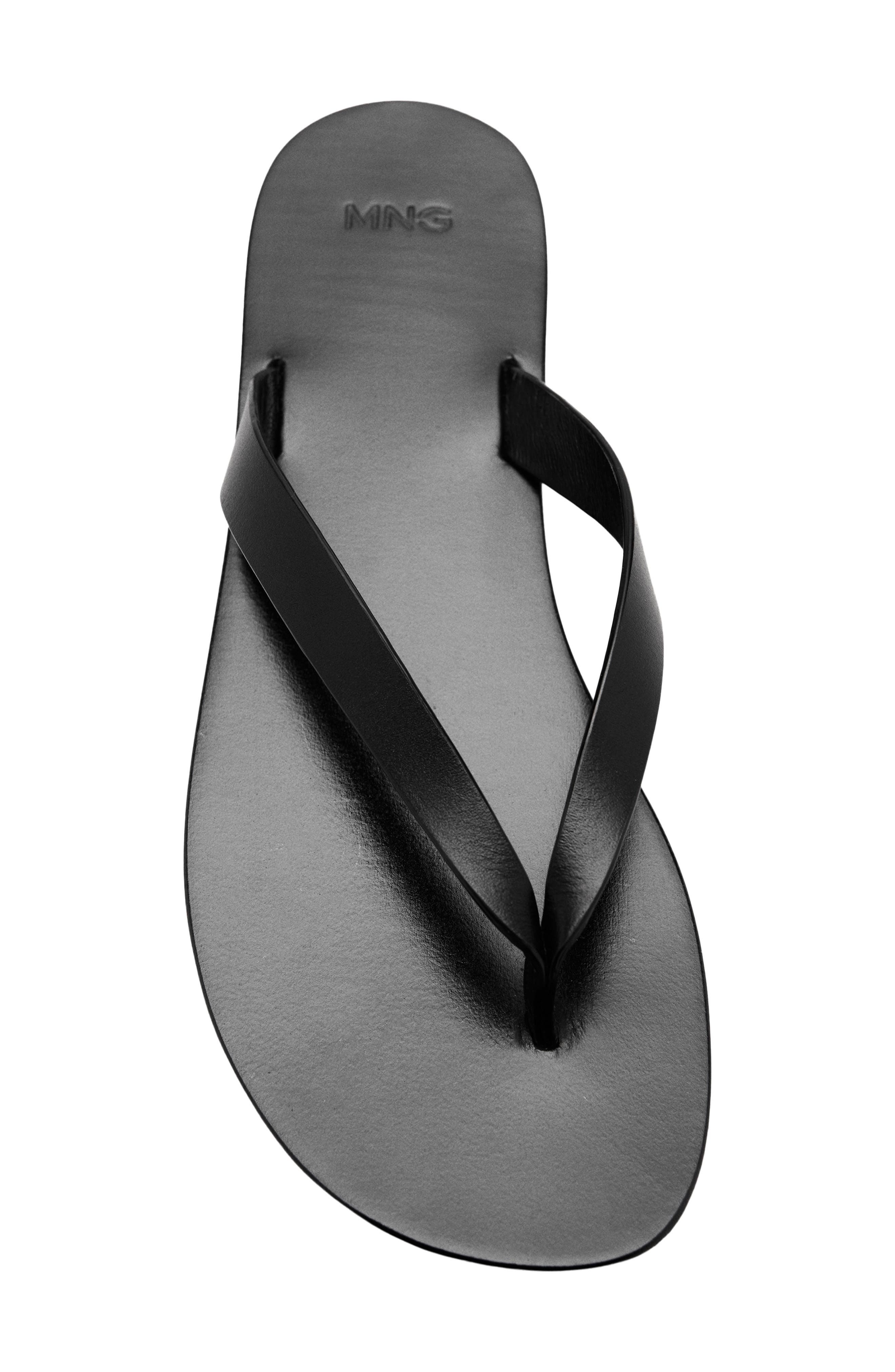 Wave Round Toe Thong Sandal, Alternate, color, BLACK
