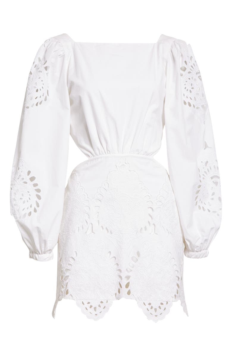 Johanna Ortiz Lunar Relics Long Sleeve Eyelet Embroidered Cotton Minidress, Alternate, color, 