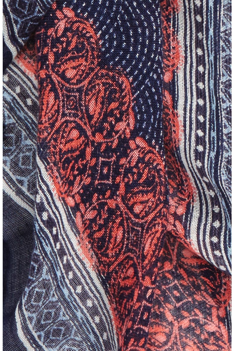 Framed Waves Tassel Scarf, Alternate, color, NAVY- COMBO
