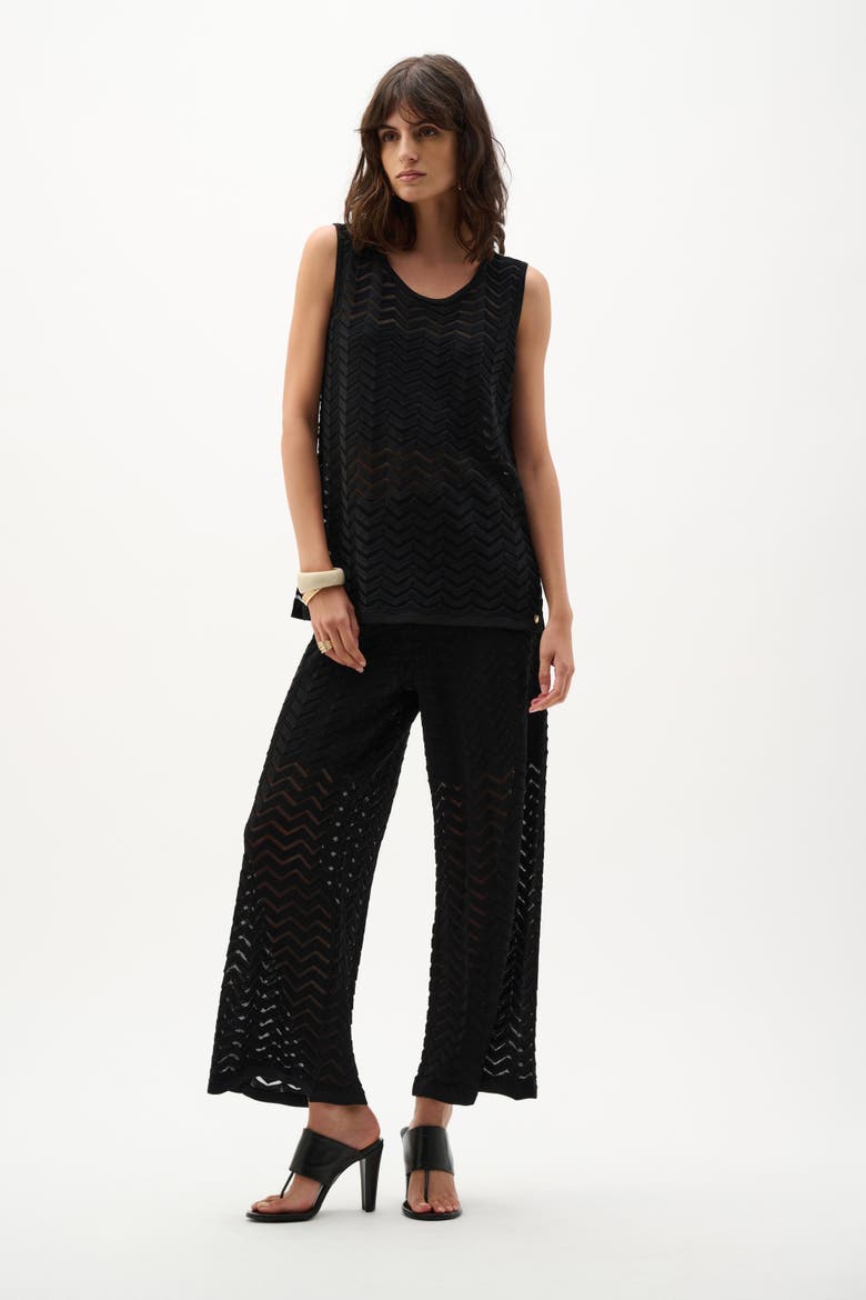 Viscose Jacquard Knit Chevron Stitch Relaxed, Alternate, color, Black