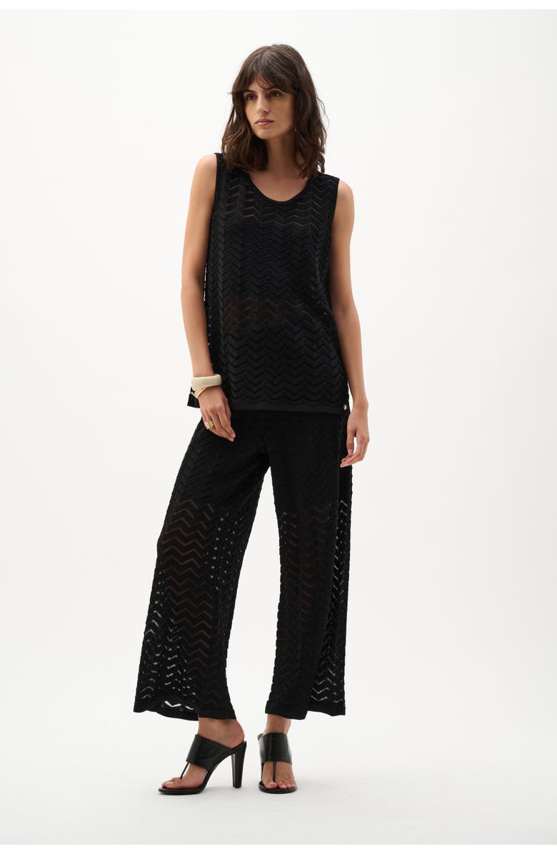 JOSEPH RIBKOFF Viscose Jacquard Knit Chevron Stitch Relaxed, Alternate, color, Black