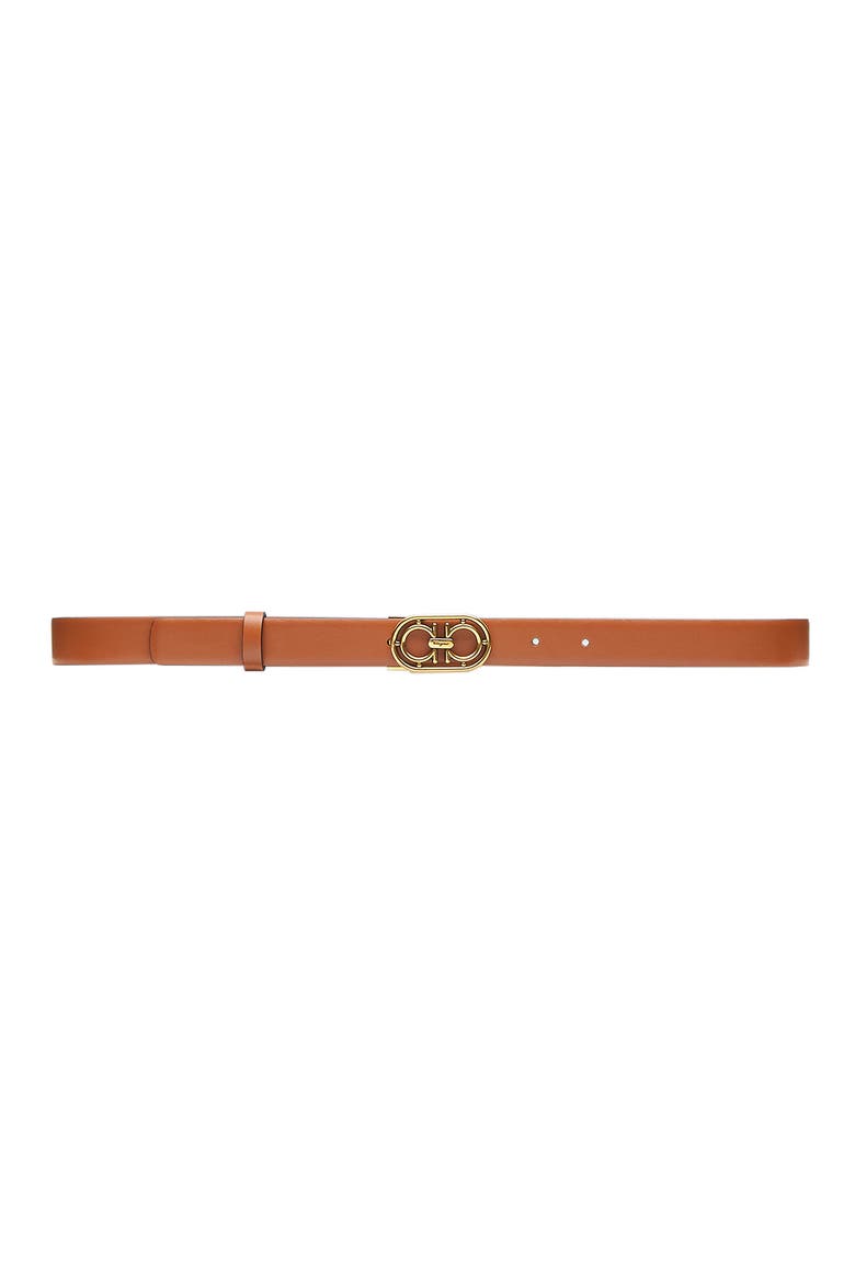 Double Gancio Reversible Leather Belt, Main, color, VICUNA NERO