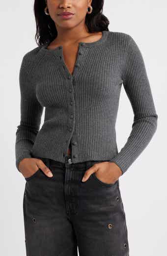 Ribbed Crewneck Cardigan