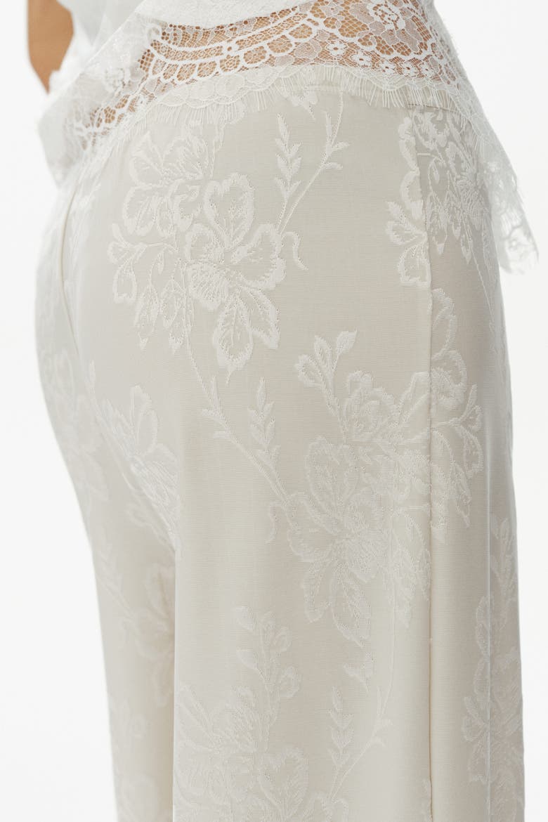 Lace-trimmed Jacquard-jersey Pants, Alternate, color, Cream/white