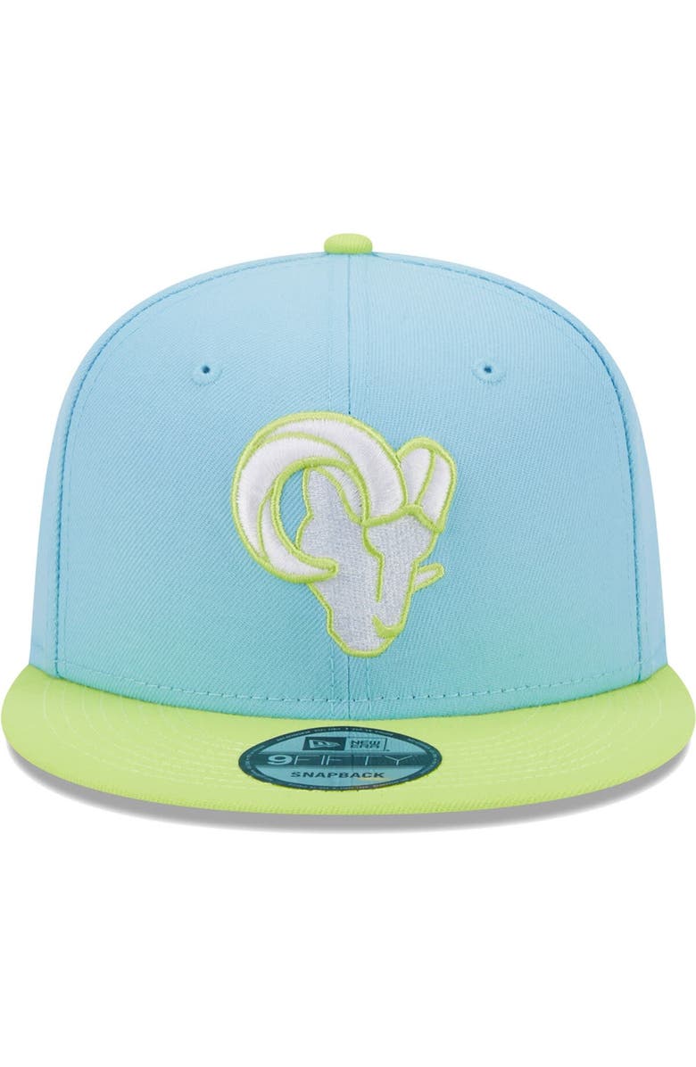 New Era Men's New Era Light Blue/Neon Green Los Angeles Rams Two-Tone Color Pack 9FIFTY Snapback Hat, Alternate, color, Light Blue