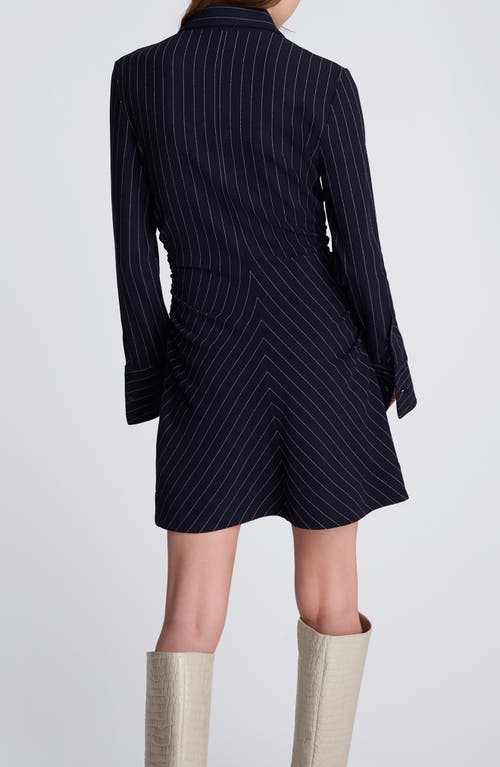 Kenneth Cole Shirred Long Sleeve Dress In Black