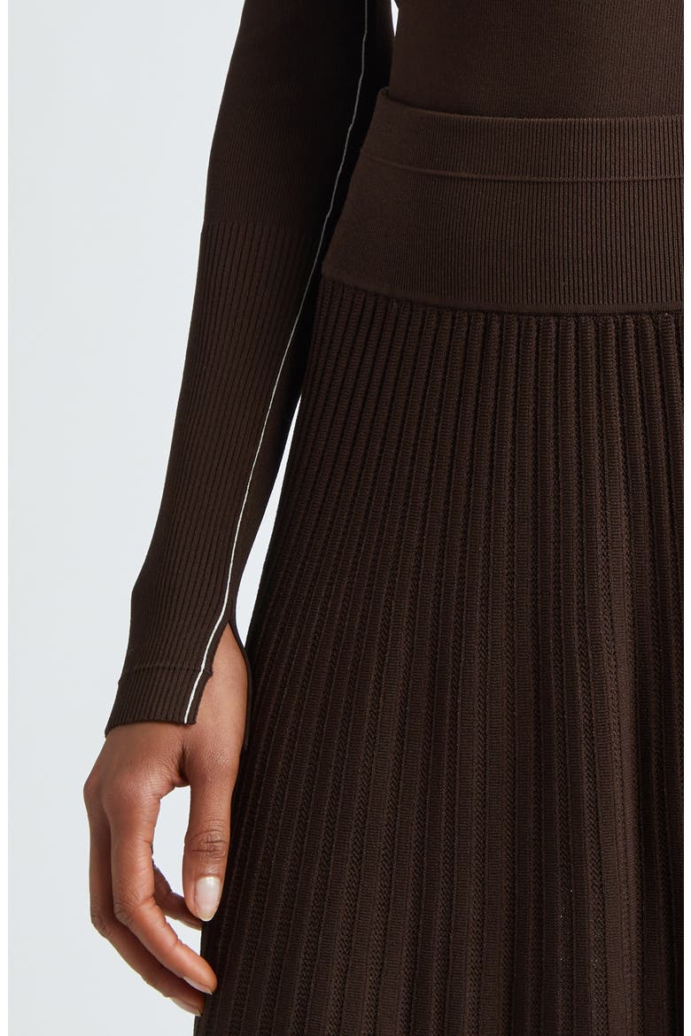 Square Neck Long Sleeve Rib Top, Alternate, color, CHOCOLATE