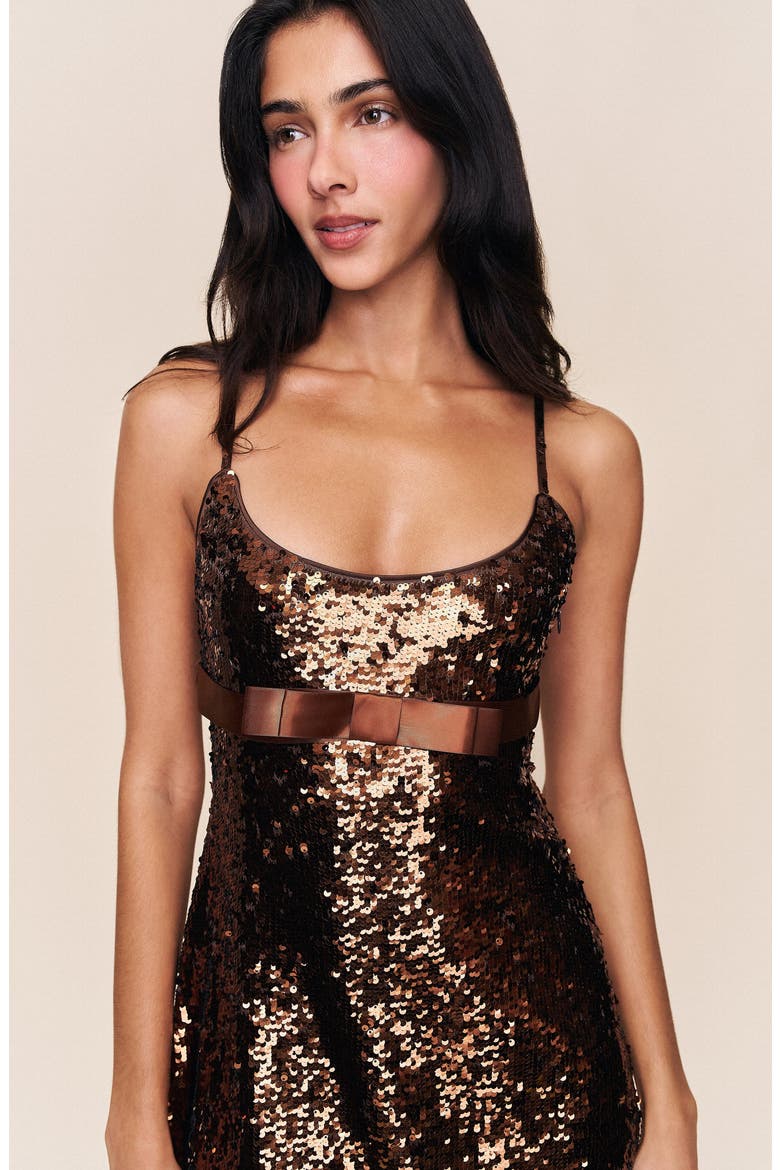 Halo Mini Dress, Alternate, color, Brown