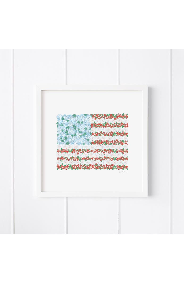 Ramus & Co USA Floral Flag Framed Museum Quality 12" x 12" Art Print, Main, color, Multicolored
