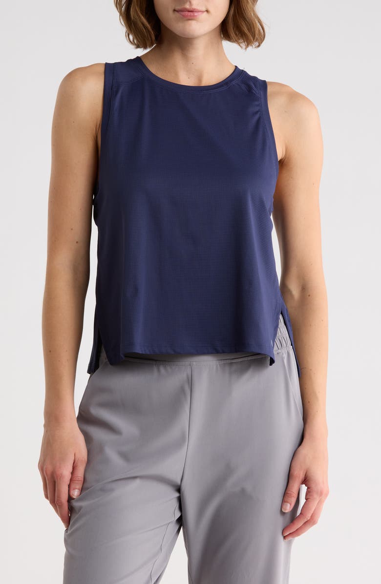 LAYER 8 Side Fly Away Training Tank, Main, color, Peacoat