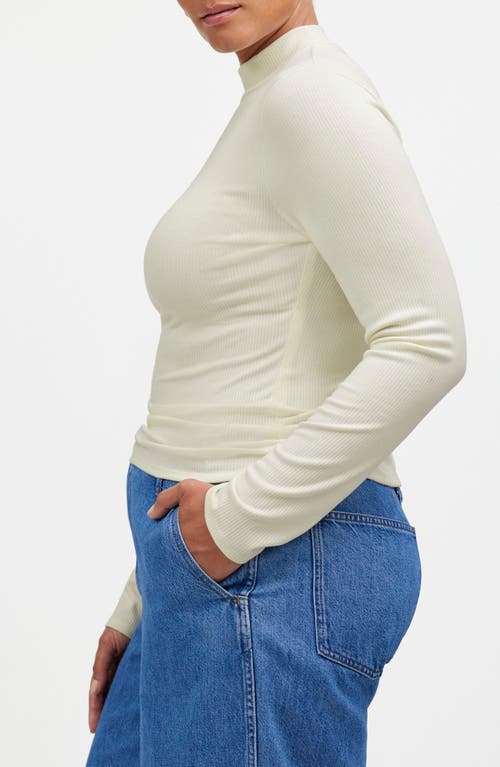 Madewell Drapey Rib Mockneck Top In Winter White