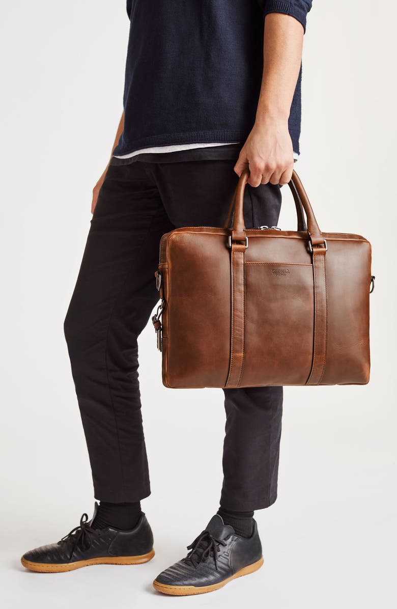Shinola Navigator Leather Computer Briefcase, Alternate, color, Medium Brown