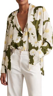 Reiss Danya Floral Tie Neck Shirt