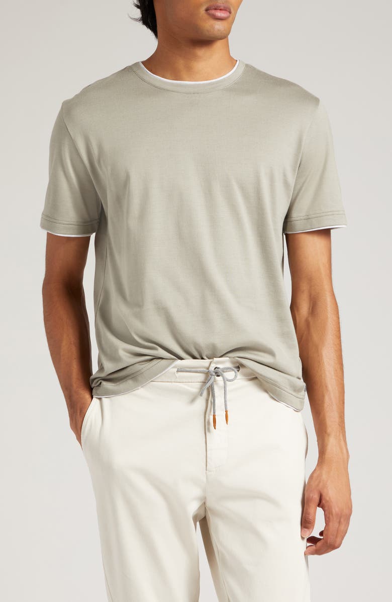 Eleventy Crewneck Giza Egyptian Cotton T-Shirt, Main, color, 