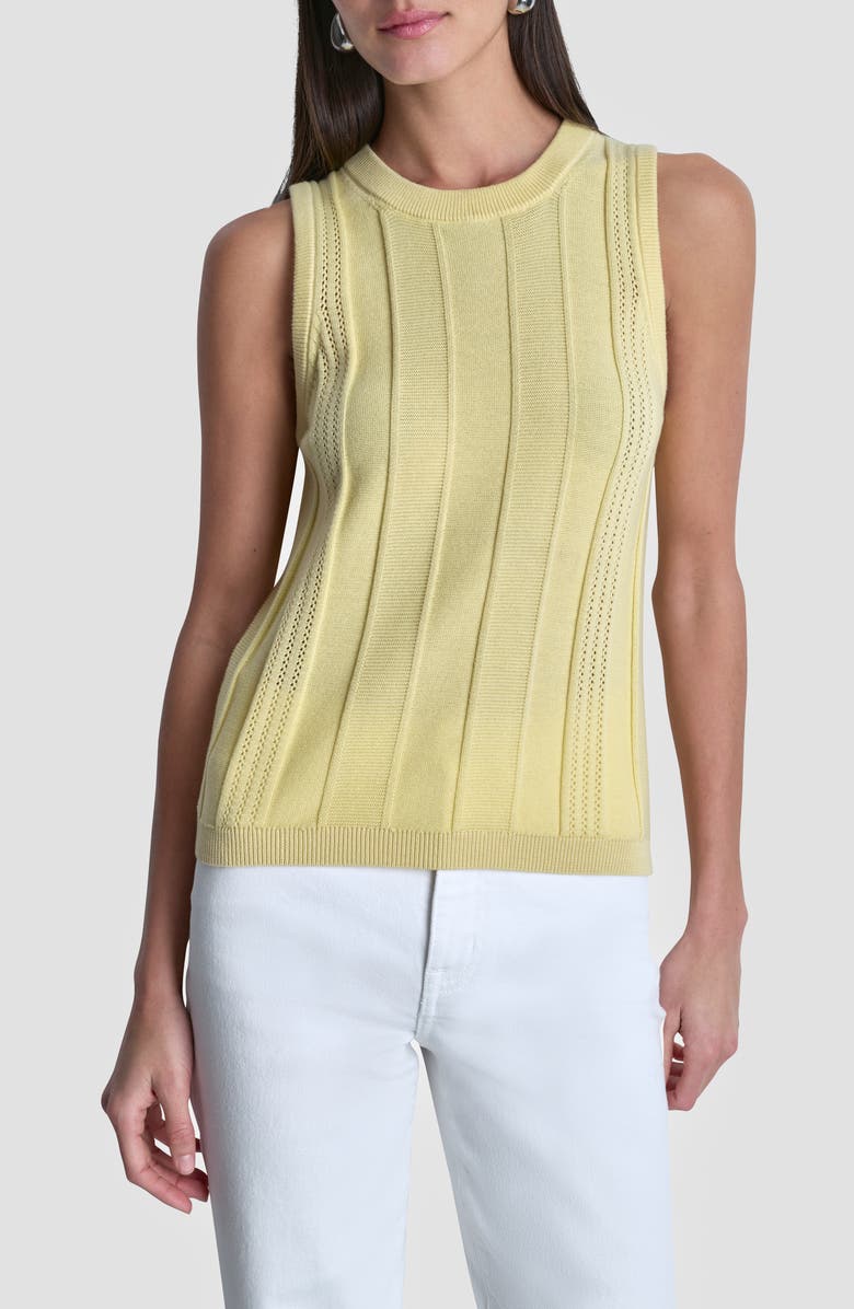 DKNY Sleeveless Cotton Multistitch Sweater, Main, color, Buttercream