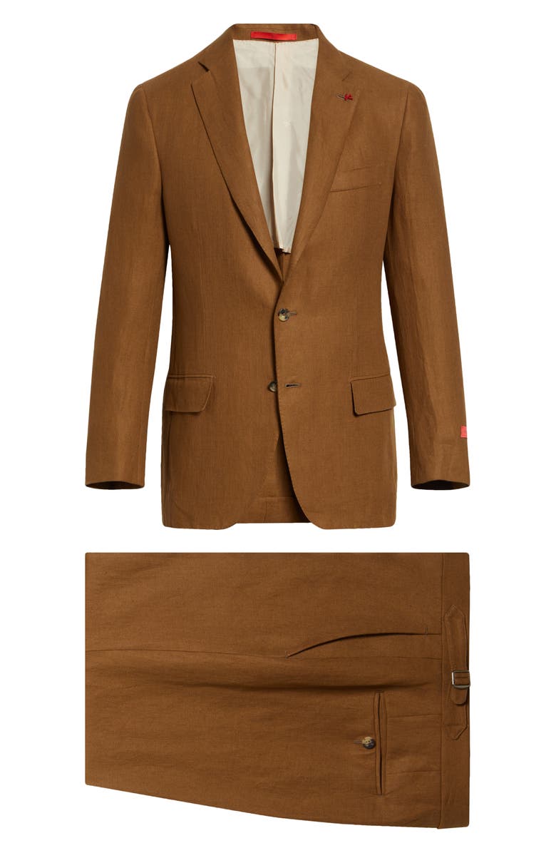 ISAIA Unito Linen Twill Suit, Alternate, color, Medium Brown