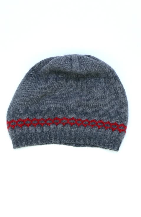 Cashmere slouchy hat in geometrical design