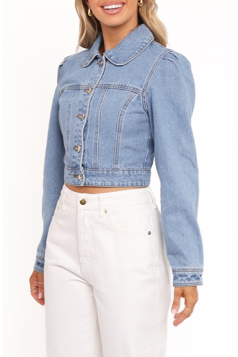 Faun Denim Crop Jacket, Alternate, color, MID BLUE