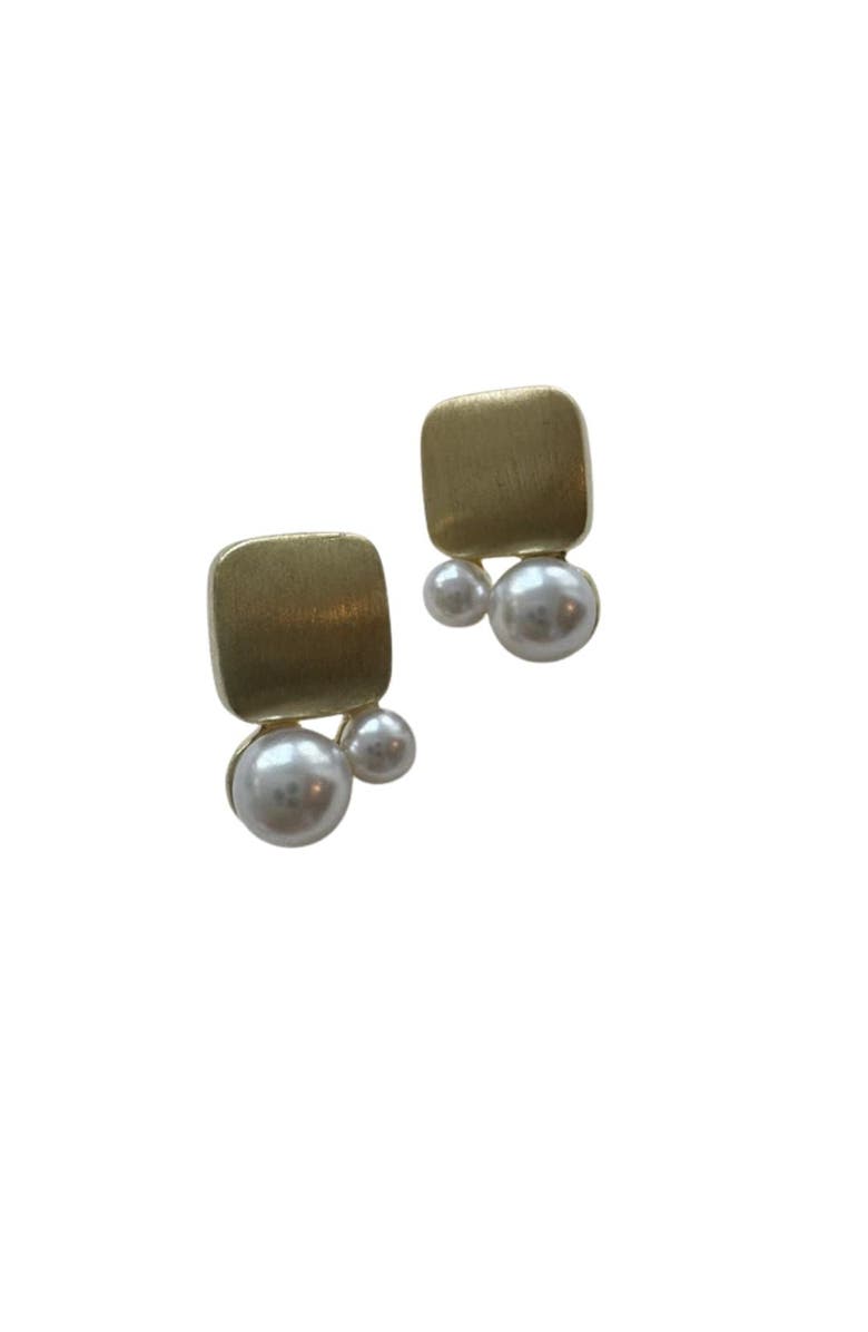 Erin McDermott Jewelry Pearl and Gold Studs, Main, color, Gold