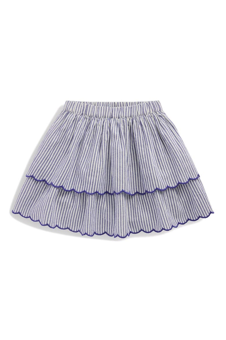 Kids' Stripe Embroidered Tiered Cotton Skirt, Main, color, SAPPHIRE BLUE STRIPE