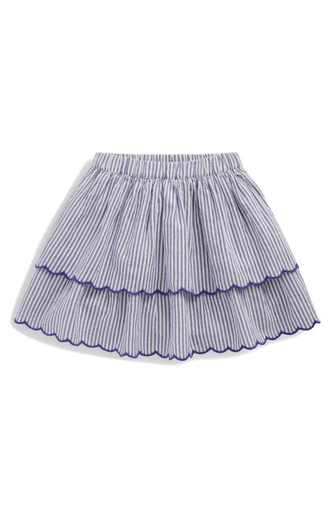 Kids' Stripe Embroidered Tiered Cotton Skirt (Toddler, Little Kid & Big Kid)