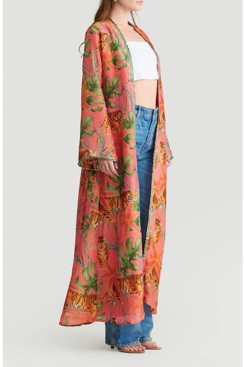 Shira Tiger Print Duster, Alternate, color, PINK