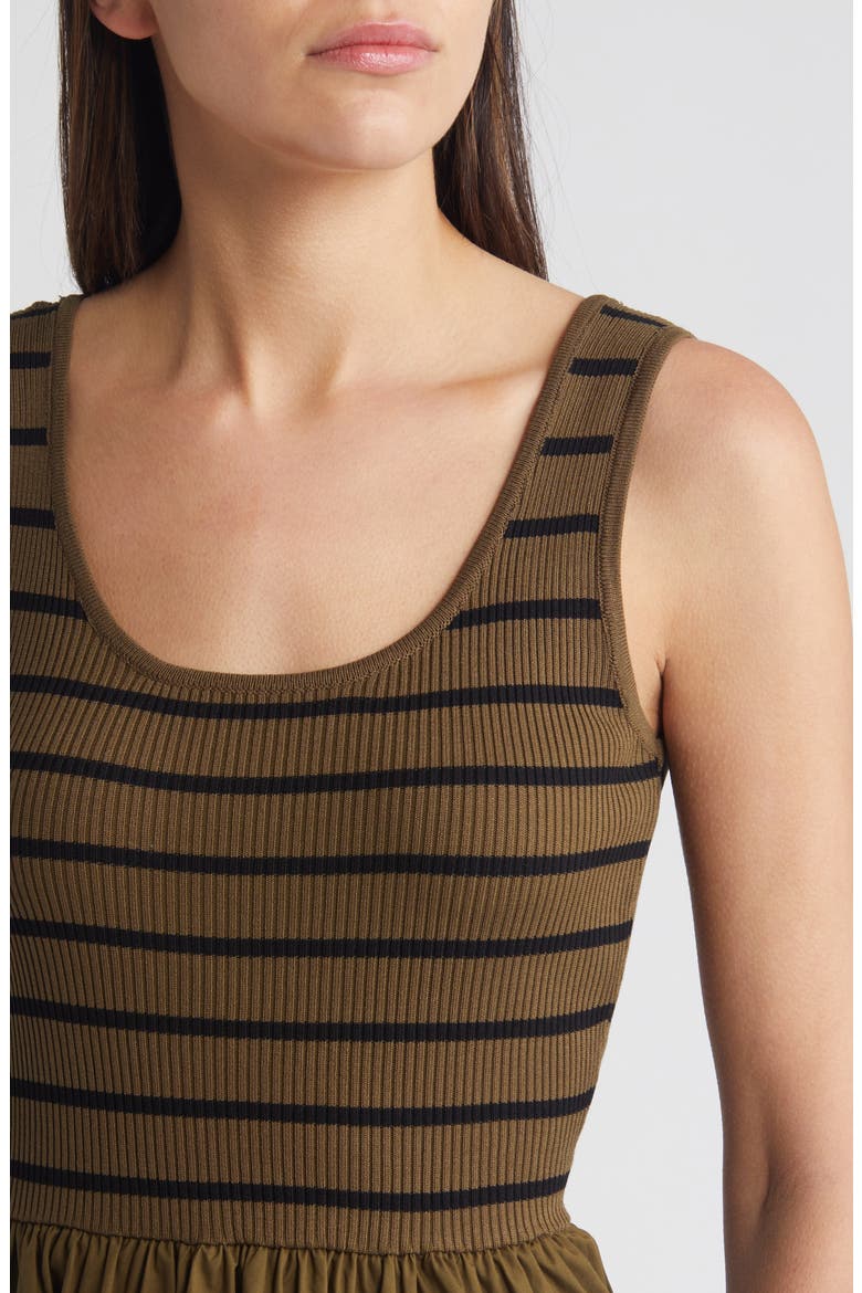Ribbed Bodice Maxi Sundress, Alternate, color, OLIVE/ BLACK