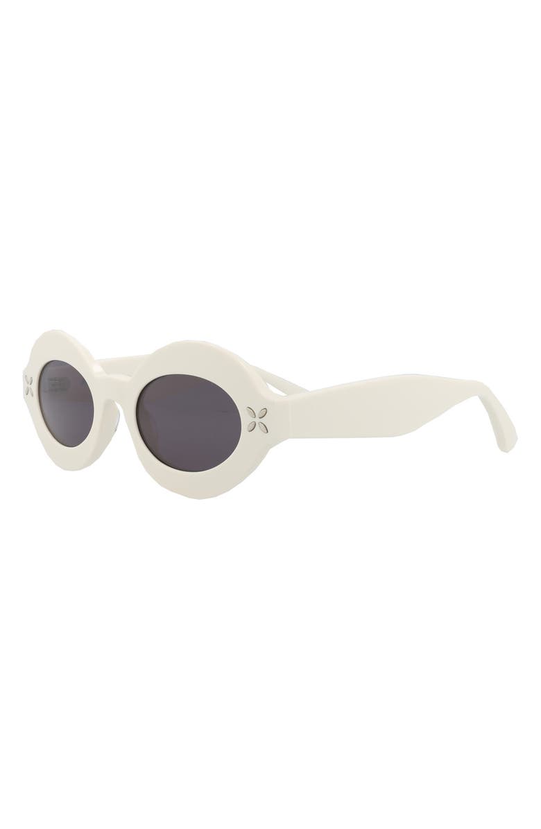 Alaïa 49mm Oval Sunglasses, Alternate, color, Ivory Ivory Grey