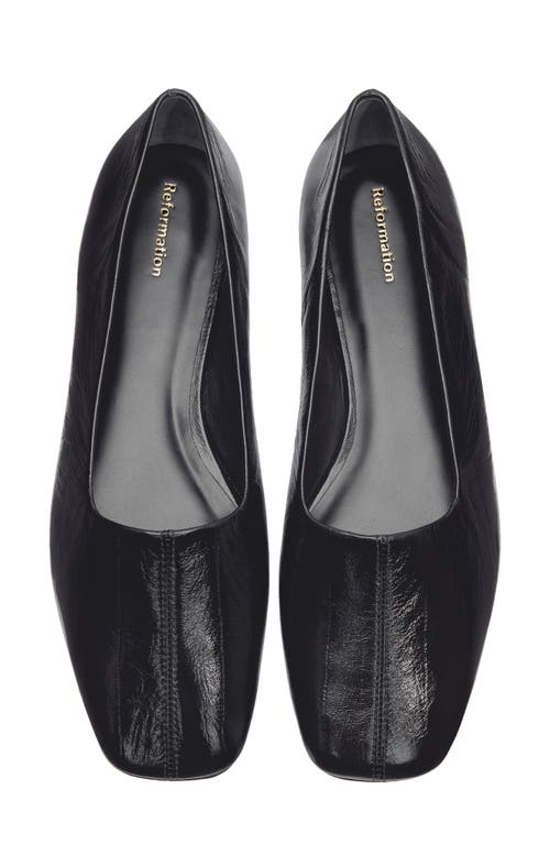 Reformation Inez Ballet Flats Black Eel In Black
