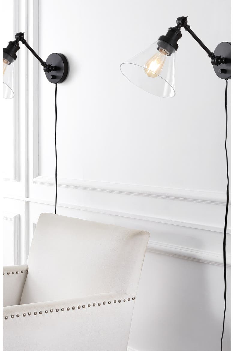 Cowie 8" Iron/Glass Adjustable LED Wall Sconce, Alternate, color, Oil Rubbed Bronze