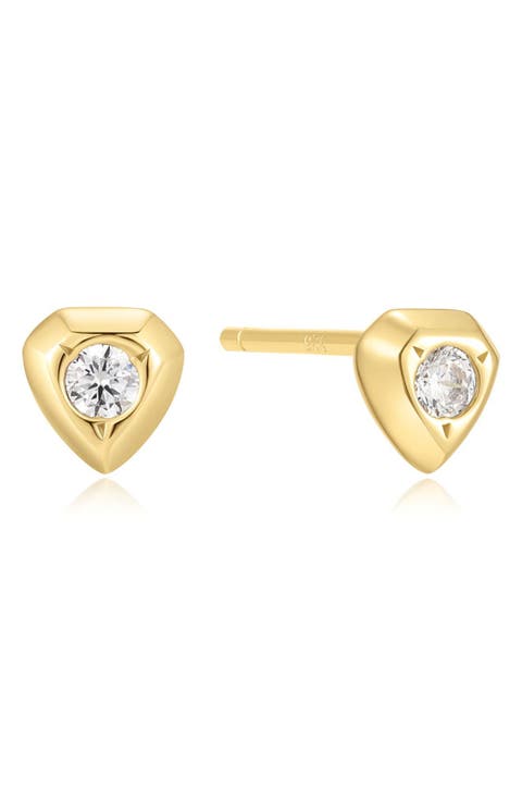 Sparkling Shield Stud Earrings
