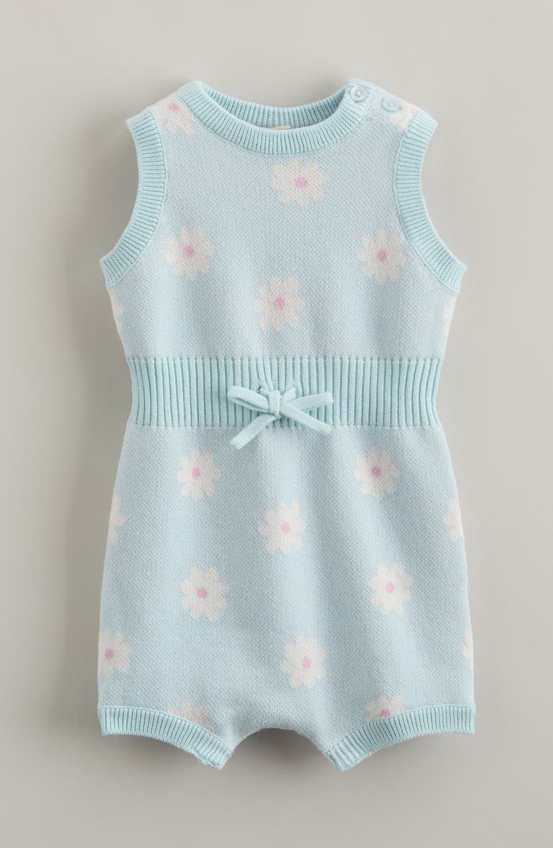 Tucker + Tate Ribbed Waist Cotton Romper, Main, color, Blue Delicate Spring Daisies