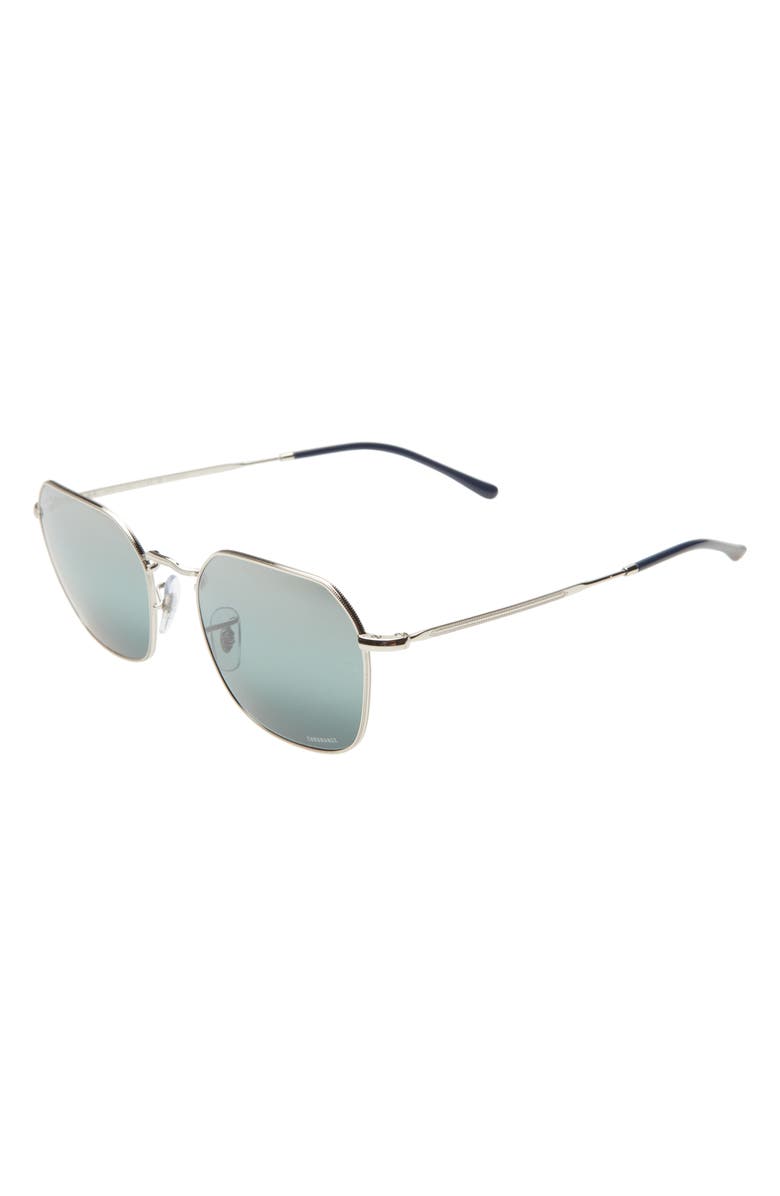 Ray-Ban 55mm Polarized Mirror Geometric Sunglasses, Alternate, color, Silver