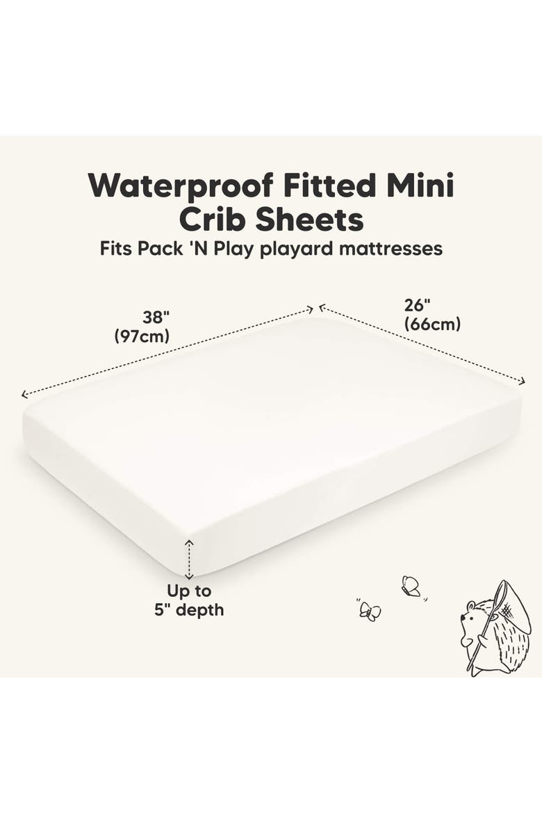 2-Pack Isla [Protect+] Waterproof Mini Crib Sheets, Alternate, color, Soft White