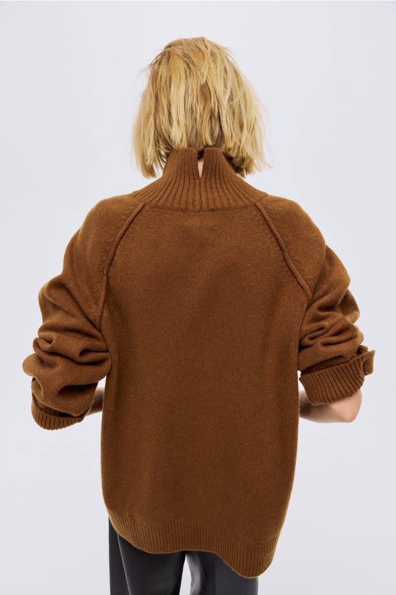Oversized Turtleneck Jumper, Alternate, color, Brown