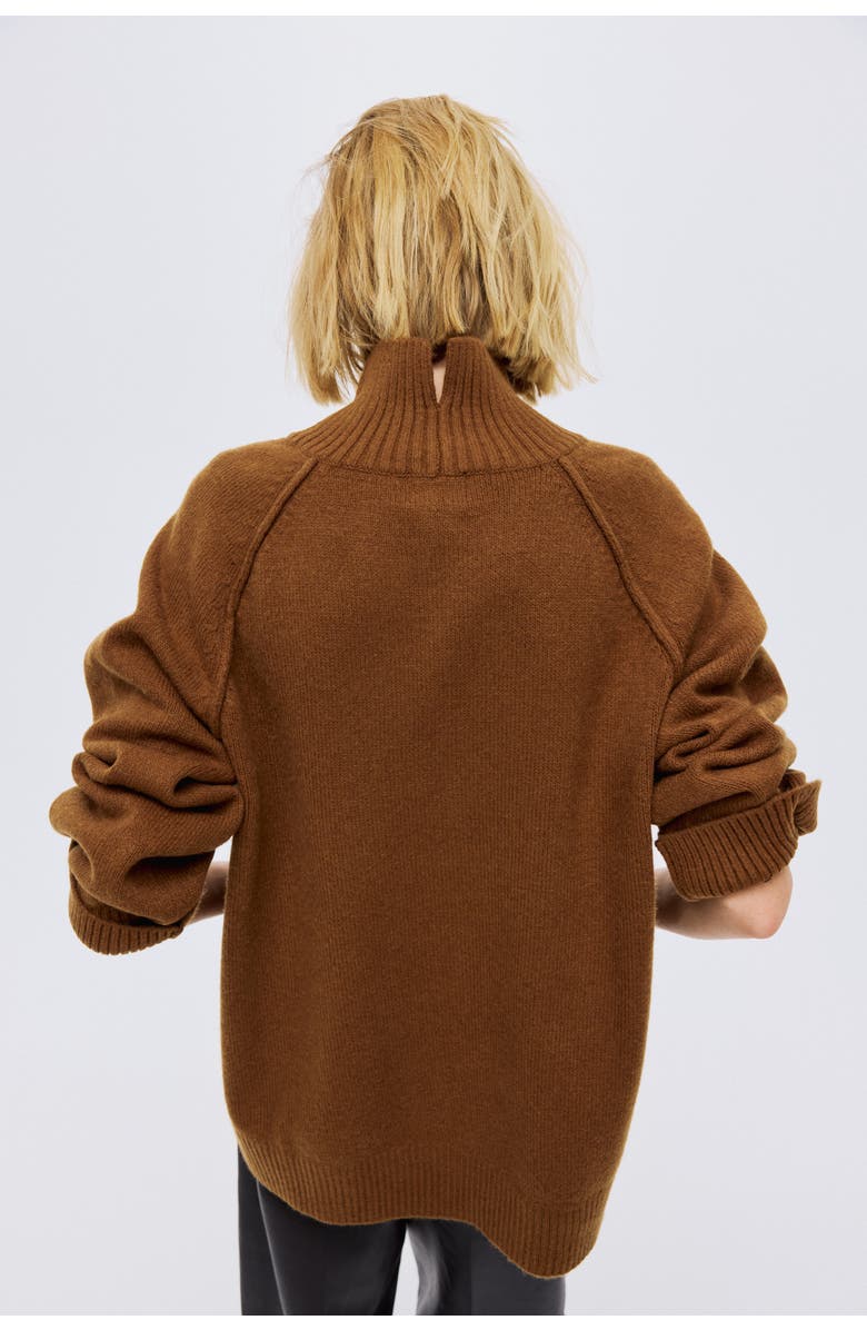 H&M Oversized Turtleneck Jumper, Alternate, color, Brown