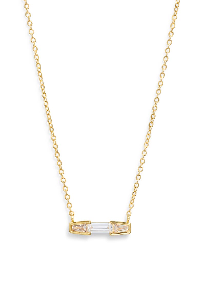 Cubic Zirconia Pendant Necklace, Main, color, CLEAR- GOLD