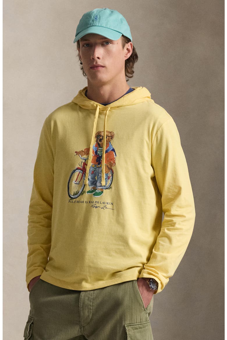 Polo Bear Graphic Hoodie, Alternate, color, CORN YELLOW-SUMMER BEAR
