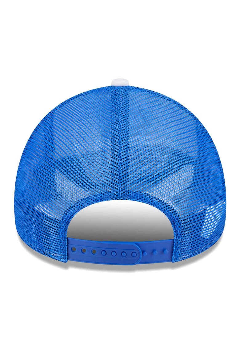 Men's New Era White/Blue Seattle Sounders FC Court Sport Foam A-Frame 9FORTY Adjustable Trucker Hat, Alternate, color, White